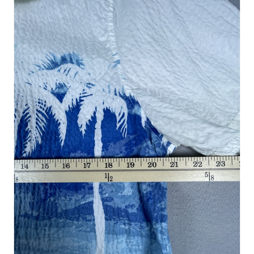 Tommy Bahama Shirt Mens L White Blue Palm Tree Seersucker Button Up Tropical - Picture 6 of 7